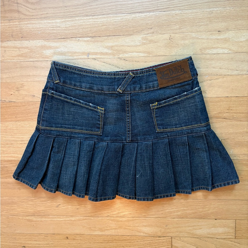 Von Dutch Denim Pleated Skirt